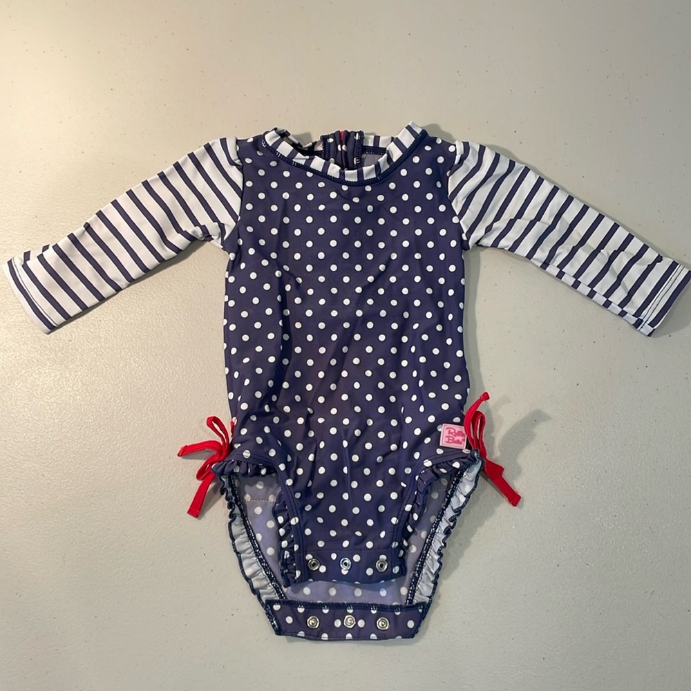 GUC Ruffle Butts Girls’ Polka Dot Long Sleeve Zipper Swimsuit 6-12 Months